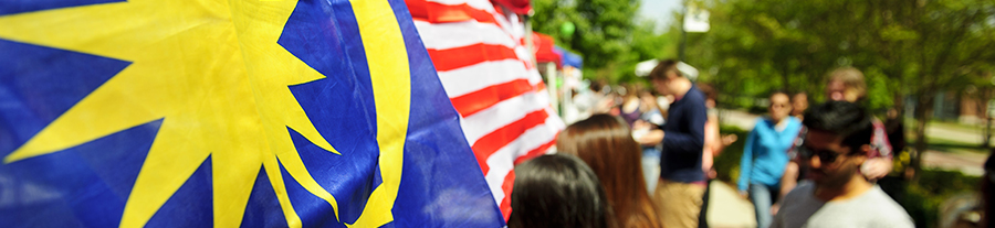 Malaysian flags blow in the wind at UNCG's 30th International Festival held on April 14, 2012